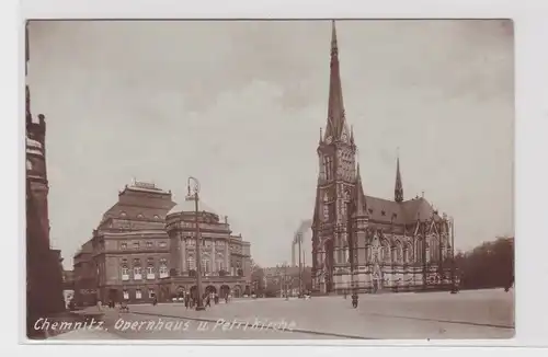 906146 Foto AK Chemnitz - Opernhaus und Petrikirche