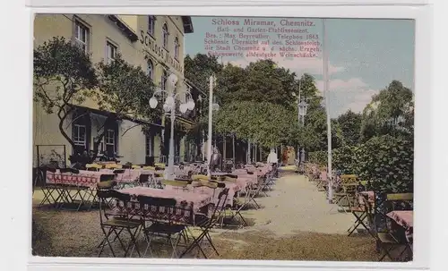 906171 AK Chemnitz - Schloss Miramar, Sicht auf Freisitz mit Baumpartie 1912