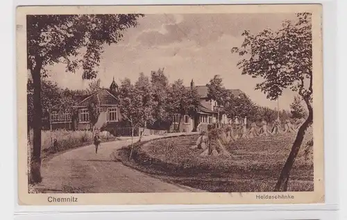 906308 AK Chemnitz - Heideschänke, straßenansicht mit Alle und Rasenpartie 1927