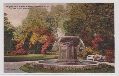 906150 AK Chemnitz - Bürgermeister Müller-& Stadtrat Zipper-Brunnen 1915