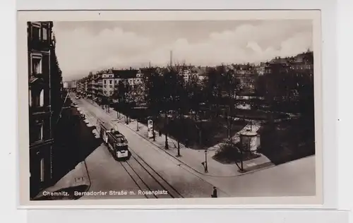 905735 AK Chemnitz - Bernsdorfer Straße m. Rosenplatz, Straßenbahn