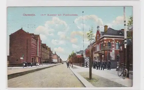 905723 AK Chemnitz - 181er Kaserne mit Planitzstrasse 1910