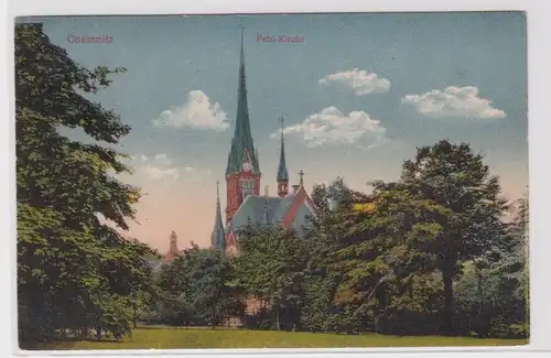 906166 Ak Chemnitz - Petri-Kirche mit Waldpartie 1928