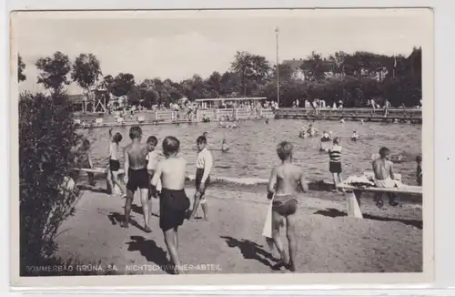 905514 Ak Grüna - Sommerbad, Nichtschwimmer-Abteil, Totalansicht 1935