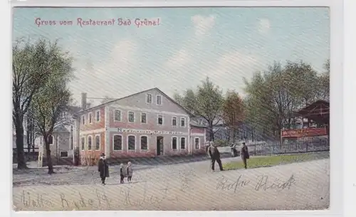 905754 Ak Grüna - Gruss vom Restaurant Bad Grüna, Straßenansicht 1938