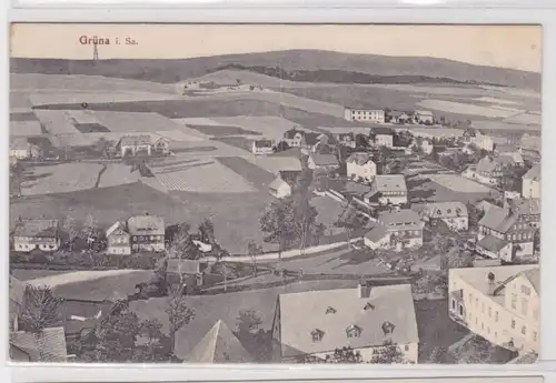 905759 Ak Grüna - Totalansicht mit Feldpartie 1913