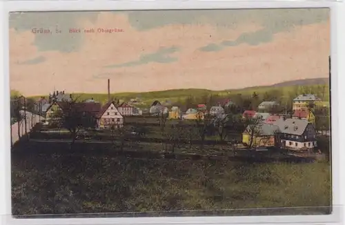 905574 Ak Grüna - Blick nach Obergrüna, Totalansicht mit Feldpartie 1911