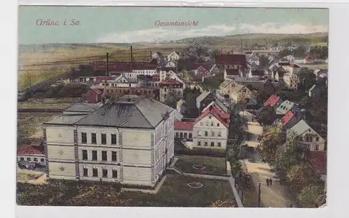 904426 Ak Grüna - Gesamtansicht mit Feldpartie und Häusern 1910