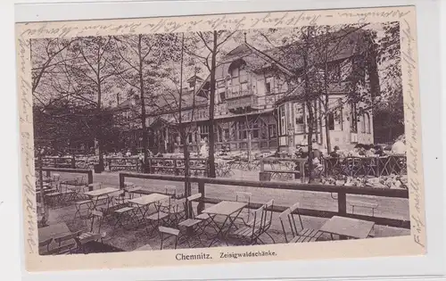 906227 Ak Chemnitz - Zeisigwaldschänke, Straßenansicht mit Allee 1921