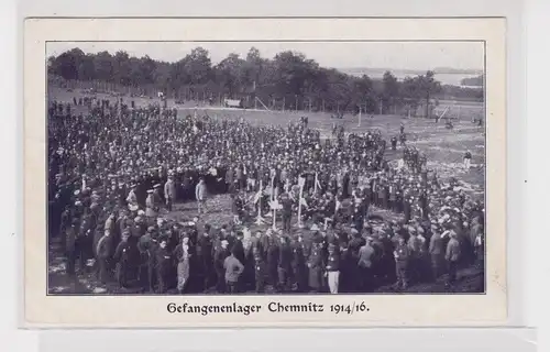 905027 Ak Chemnitz - Gefangenenlager 1914/16, Versammlung um Musikkorps