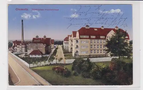 904901 Feldpost Ak Chemnitz - Städtisches Krankenhaus mit Parkpartie 1916
