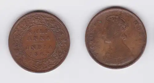 1/2 Anna Kupfer Münze East India Company 1862 (117165)