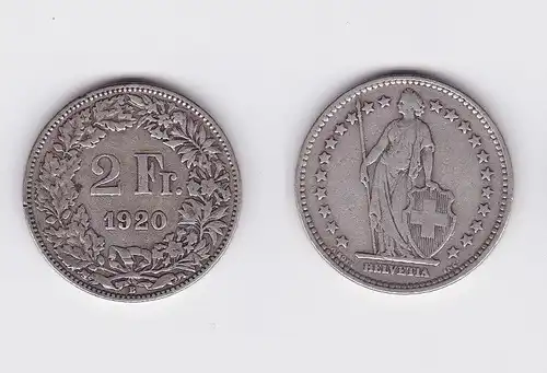 2 Franken Silber Münze Schweiz 1920 B (117163)