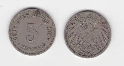 5 Reichspfennig Nickel Münze Deutsches Reich 1896 E, Jäger 12 (127617)