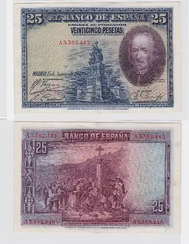 25 Pesetas Banknote Spanien 15.August 1928 (118187)