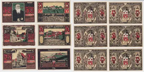 6 Banknoten Notgeld Stadt Kronach 1921 (115979)