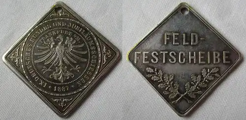 seltene Medaille Klippe 9.Dt. Bundes & Jubiläumsschießen Frankfurt 1887 (124272)