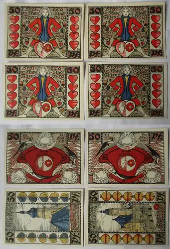 4x 50 Pfennig Banknoten Notgeld Stadt Altenburg Skatserie 1921 (119162)