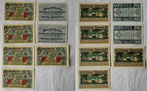 7 Banknoten Notgeld Kreditbank zu Hann.Münden 1921 (119733)