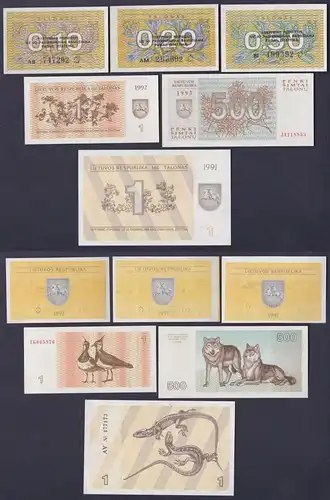 6 Banknoten Talonas Litauen 1991-1993 bankfrisch UNC (162794)
