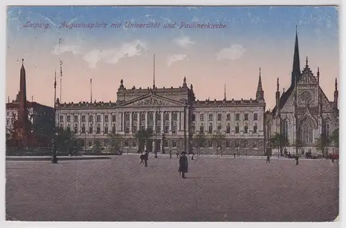 14774 Ak Leipzig - Augustusplatz mit Universität und Paulinerkirche 1923