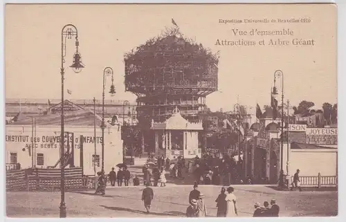 902658 Ak Weltausstellung Brüssel 1910 - Übersicht Attraktionen und Riesenbaum