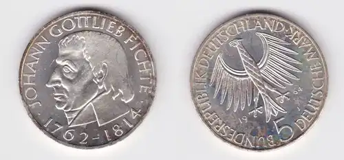 5 Mark Silber Münze Deutschland Johann Gottlieb Fichte 1964 J Stgl. (108780)