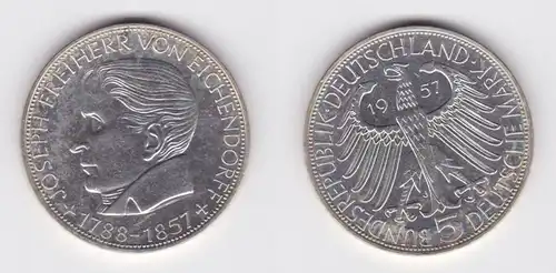 BRD Gedenk Münze 5 Mark Freiherr von Eichendorff 1957 vz (108194)