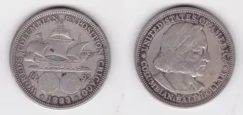 1/2 Dollar Silber Münze USA Kolumbusausstellung Chicago 1893 (105575)