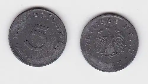5 Pfennig Zink Münze alliierte Besatzung 1947 D Jäger 374 (130711)
