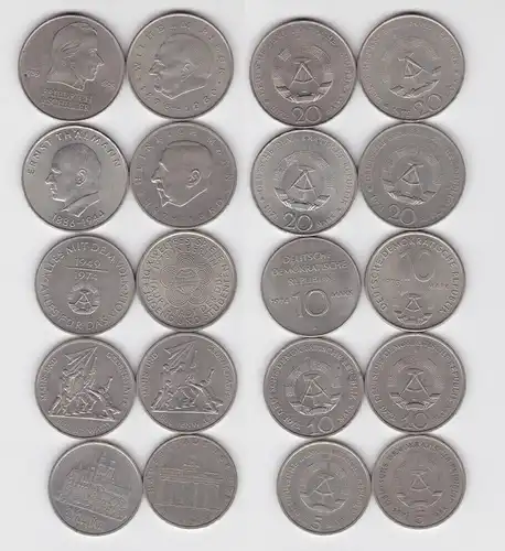 10 DDR Gedenkmünzen Buchenwald, Thälmann, Pieck, Weltfestspiele, usw. (153695)
