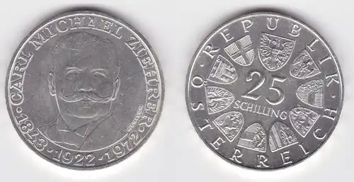 25 Schilling Silber Münze Österreich 1972 Carl Michael Zierer 1843-1922 (151110)