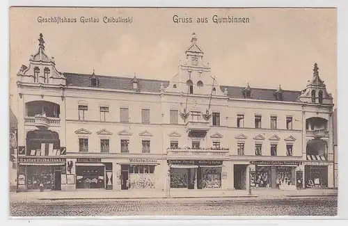 94992 Ak Gruß aus Gumbinnen GussewGeschäftshaus Gustav Czibulinski 1907