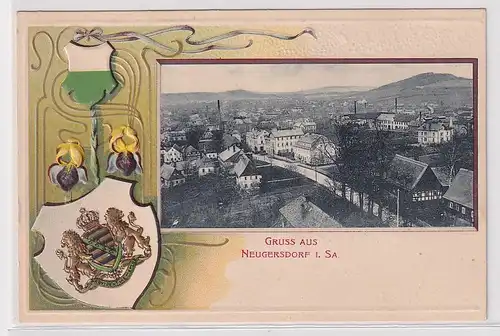 903750Passe Partout Präge Ak Gruß aus Neugersdorf in Sachsen um 1900