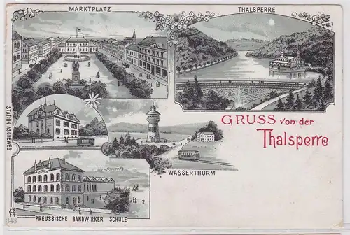 903452 Mehrbild Ak Gruß von der Thalsperre Station Ascheweg, Wasserturm 1914