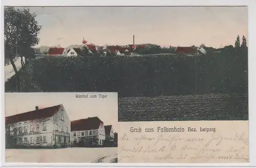 904039 Mehrbild Ak Gruß aus Falkenhain Bez.Leipzig Gasthof zum Tiger 1911
