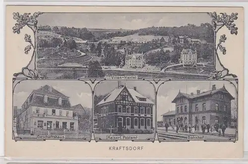 903436 Mehrbild Ak Kraftsdorf Geschäftshaus, Bahnhof, Postamt usw. 1907