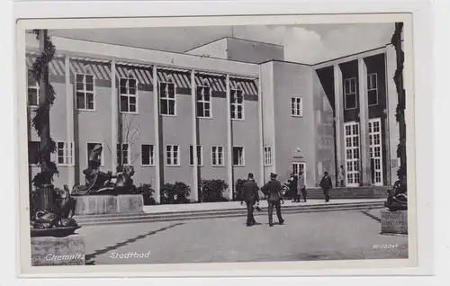 906303 AK Chemnitz - Stadtbad, Straßenansicht  1938