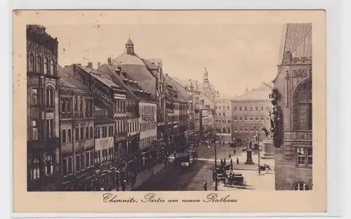 905946 AK Chemnitz - Partie am neuen Rathaus, Totalansicht 1914