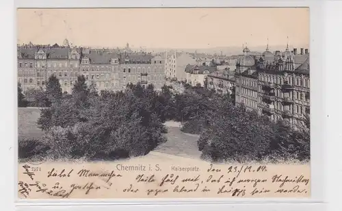905810 AK Chemnitz - Kaiserplatz, Fliegeransicht mit Parkpartie 1904