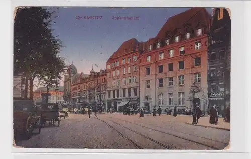 905818 AK Chemnitz - Johannisplatz, Straßenansicht mit Schienen 1912