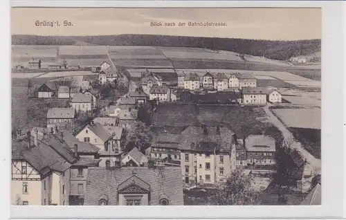 905637 AK Grüna -Blick nach der Bahnhofsstrasse, Totalansicht 1914