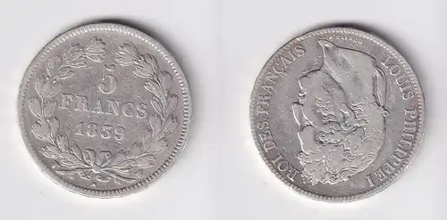 5 Franc Silber Münze Frankreich 1839 f.ss Louis Philppe I. (165760)