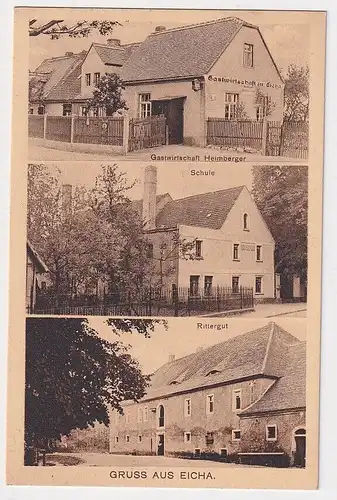 88687 Mehrbild Ak Gruß aus Eicha bei Naunhof Gasthof, Rittergut, Schule um 1910