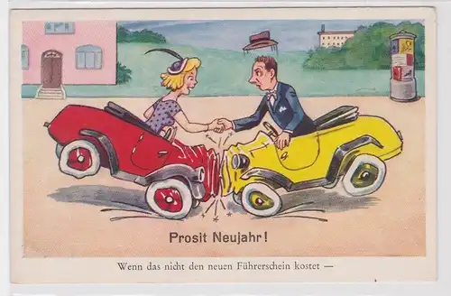 90890 Prosit Neujahr Humor Ak "Wenn das nicht den  neuen Führerschein kostet -"