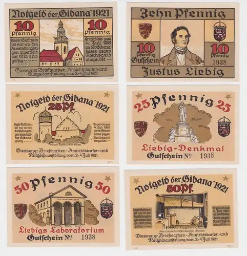 3 Banknoten Notgeld Giessen Gibana Notgeldausstellung 1921 (157839)