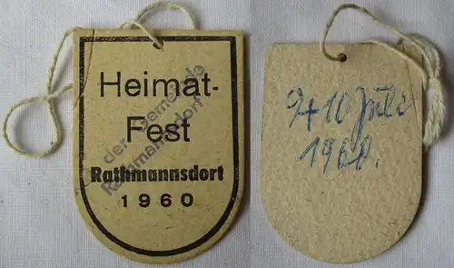 DDR Abzeichen Heimatfest Rathmannsdorf 1960 Stempel Rat der Gemeinde (126679)