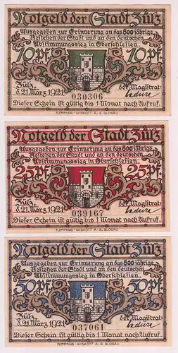 3 Banknoten Notgeld Stadt Zülz Biala 21.3.1921 (162836)