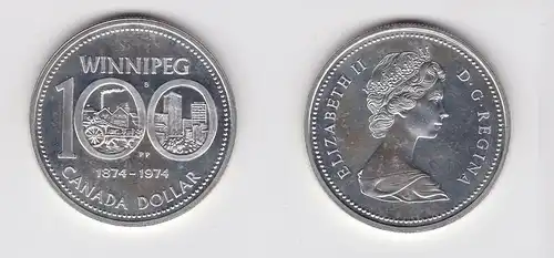 1 Dollar Silber Münze Kanada 100 Jahre Winnepeg 1974 (132131)
