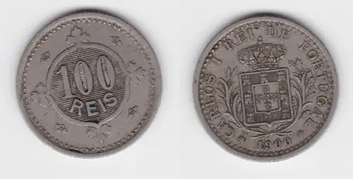 100 Reis Kupfer Nickel Münze Portugal 1900 ss+ (121702)